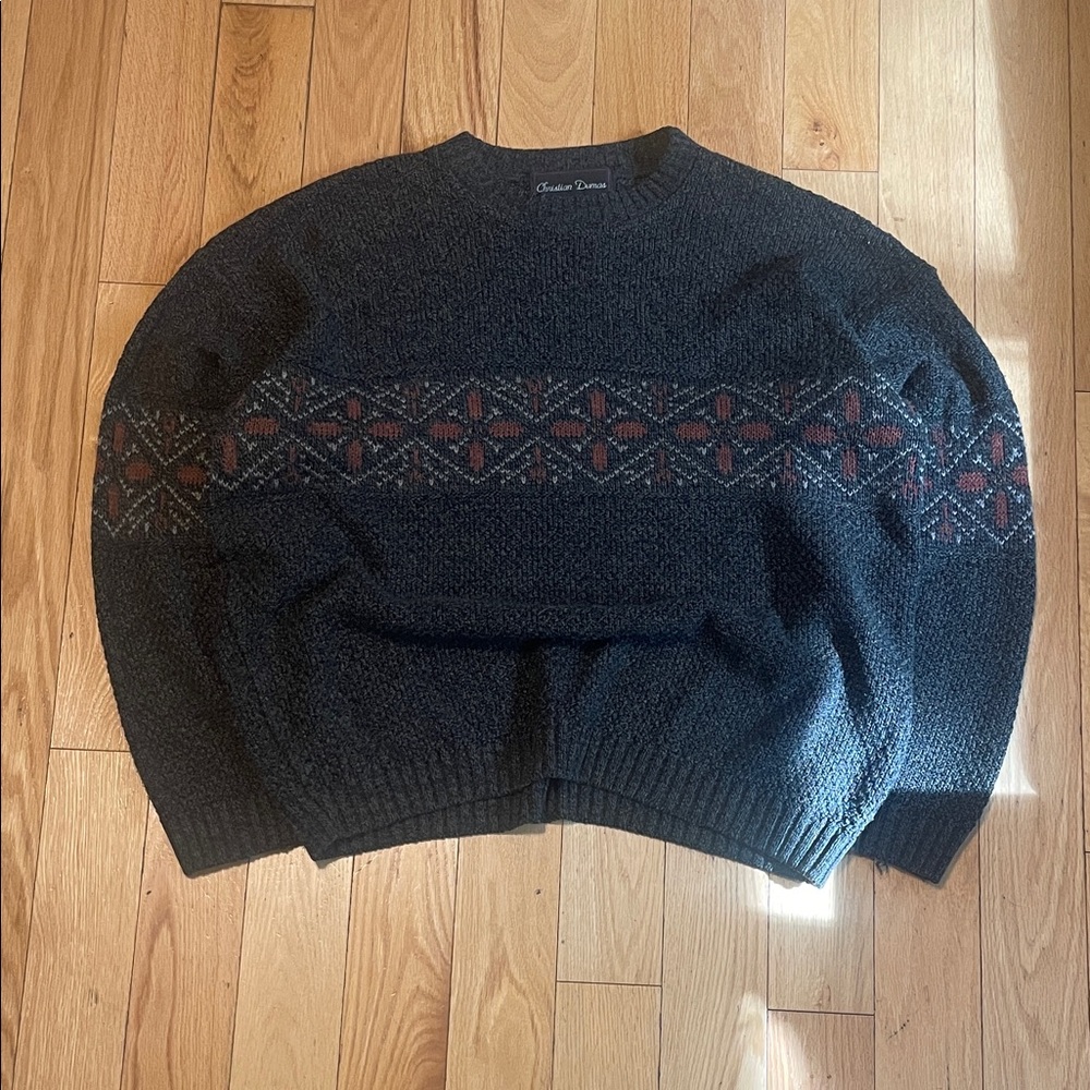 Classic Crewneck Sweater with Red Accents
